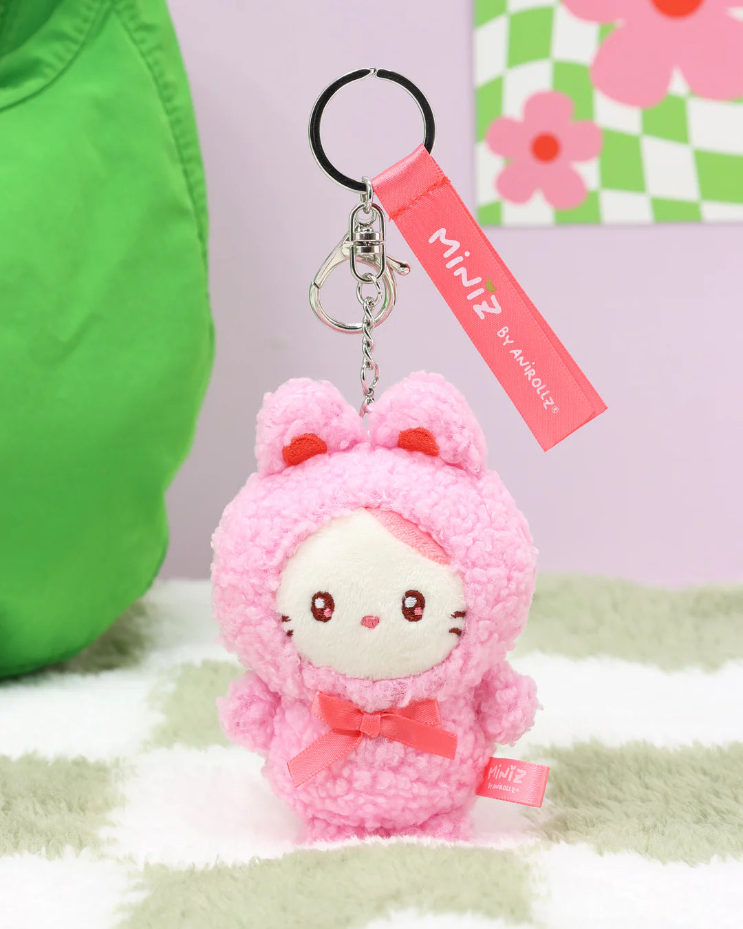 Front view Bunny Costume Kittiroll Plush Charm with Room Background
