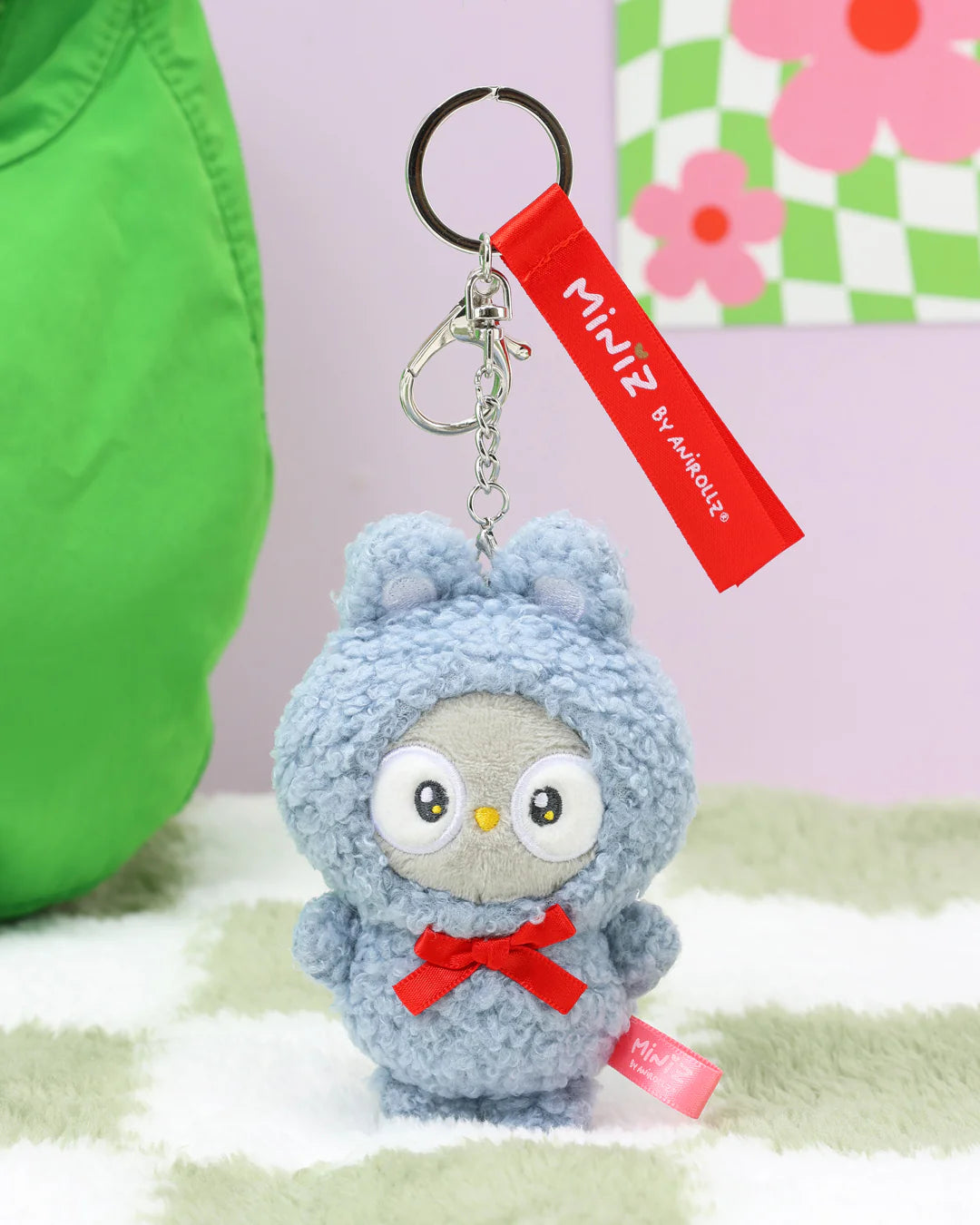 Front view Bunny Costume Owlyroll Plush Charm with Room Background